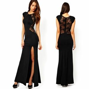 🔥SALE🔥Black Long Lace Dress